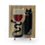 Cocktail-inspired shower curtain with a cute black cat design