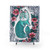 Whimsical Mermaid Cat Shower Curtain with Floral Design