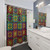 Colorful crochet granny square pattern shower curtain