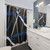 Elegant abstract blue and white line pattern shower curtain