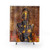 Fire-themed shower curtain with dramatic imagery
