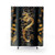 Floral Shower Curtain with Dragon, Egret, Lotus Design