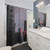 Pixel art shower curtains with cityscape and pastel design