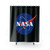 Nasa logo shower curtains for outer space themed bathroom