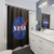 Nasa logo shower curtains for outer space themed bathroom