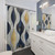 Blue, Gold, and White Abstract Pattern Shower Curtains