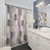 Mid Century Arches Shower Curtains in Blush Pink and Grey