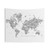 Gray Watercolor Detailed World Map Tapestry