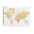 Detailed world map tapestry with gold accents
