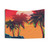 Vaporwave Landscape Tapestry with Mountains, Palm Trees, and Retro Grid Lines