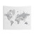 Gray World Map Tapestry with Cities and Countries