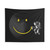 Surreal space-themed tapestry with a smiling face