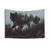 Surreal Noctivagant Tapestry with Gray Wolf in Forest Scene