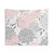 Floral Tapestry with Pink, Gray and White Botanical Leaves and Blooms