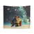 Vintage Retro Space Tapestry featuring a couple in love
