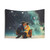 Vintage Retro Space Tapestry featuring a couple in love