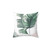 Tropical Palm Leaves Pillow with Pink and Green Watercolor Design