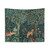 Floral Tapestry with Forest Animals - Green & Blue Woodland Wall Hanging
