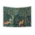 Floral Tapestry with Forest Animals - Green & Blue Woodland Wall Hanging