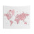 Light pink and muted pink detailed world map tapestry