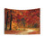 Autumn Forest Tapestry - Misty Mountain Landscape Wall Hanging