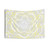 Woven mandala tapestry in yellow, grey, and white