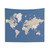 Detailed World Map Tapestry in Blue and Brown