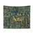 GREENERY, TWO DOES AND BIRDS IN FOREST Blue Green Floral Tapestry