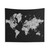Black and Grey Watercolor World Map Tapestry