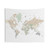 Detailed world map tapestry with cities