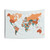 Detailed World Map Tapestry in Burnt Orange & Teal