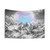 Surreal Winter Tapestry featuring snow-capped mountains, night sky, and glowing moon