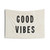 Distressed Ink Good Vibes Tapestry in Black on Off-White