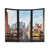 Colorful Manhattan skyline tapestry featuring surreal collage of New York City photography