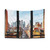 Colorful Manhattan skyline tapestry featuring surreal collage of New York City photography