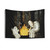 Spooky campfire marshmallow tapestry with ghost and forest scene