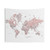 Dusty Pink and Grey Watercolor World Map Tapestry