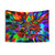 Colorful tie-dye tapestry with psychedelic wormhole design