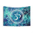 Galaxy Om Mandala Teal and Midnight Blue Tapestry