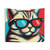 Pop art tapestry featuring a cool cat wearing 3D glasses