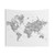 Grayscale Watercolor World Map Tapestry