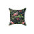 Tropical Jungle Print Decorative Throw Pillow with Toucan, Flamingo, and Parrot