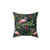 Tropical Jungle Print Decorative Throw Pillow with Toucan, Flamingo, and Parrot