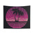 80s Outrun Sunset Tapestry with Palm Tree Silhouette