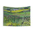 Countryside Meadow Tapestry with Flowers, Wildlife, and Scenic Landscape