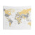 World Map Tapestry in Yellow and Grey