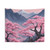 Vibrant Japanese Sakura Tapestry with Mountains and Flowers