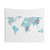 Boho World Map Tapestry in Watercolor Blue
