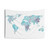 Boho World Map Tapestry in Watercolor Blue