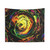 Psychedelic tie dye tapestry with swirling cosmic design